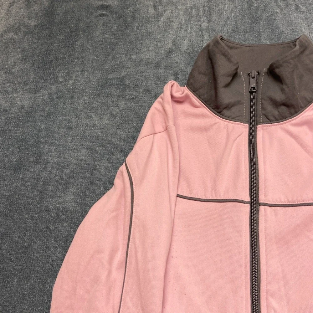 Nike Sportswear Athletic Jacket Girl L Pink Gray Fleece Lined Full Zip Mock Neck